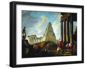 Alexander the Great Before the Tomb of Achilles, 1755-1757-Hubert Robert-Framed Giclee Print