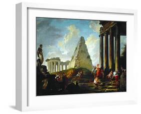 Alexander the Great Before the Tomb of Achilles, 1755-1757-Hubert Robert-Framed Giclee Print