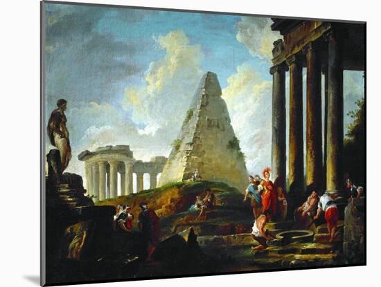 Alexander the Great Before the Tomb of Achilles, 1755-1757-Hubert Robert-Mounted Giclee Print