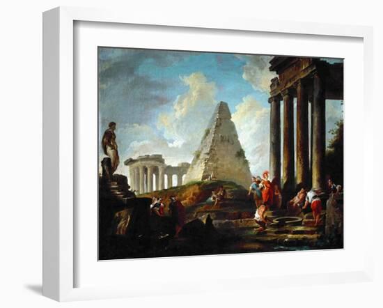 Alexander the Great before the Tomb of Achilles-Hubert Robert-Framed Giclee Print