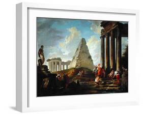 Alexander the Great before the Tomb of Achilles-Hubert Robert-Framed Giclee Print