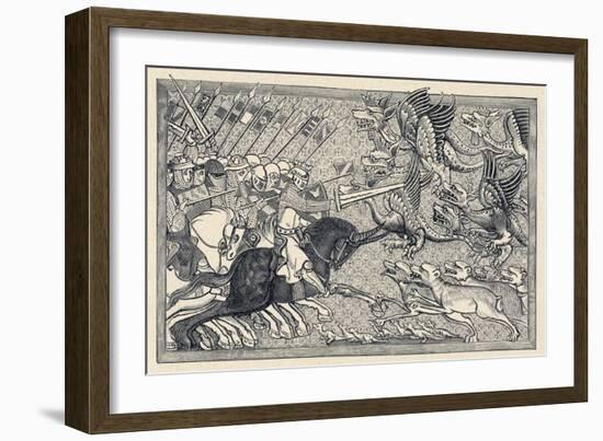 Alexander the Great Encounters Winged Dragons in the Course of His Far Eastern Expedition-null-Framed Art Print