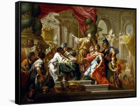 Alexander the Great in the Temple of Jerusalem, 1736-Sebastiano Conca-Framed Stretched Canvas