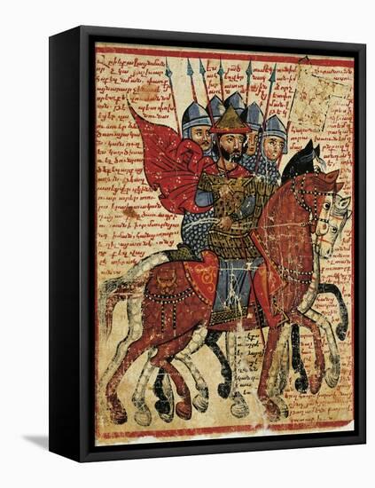 Alexander the Great Leading His Troops, Miniature from the History of Alexander the Great-null-Framed Stretched Canvas