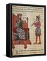 Alexander the Great on the Throne, Miniature from the History of Alexander the Great-null-Framed Stretched Canvas