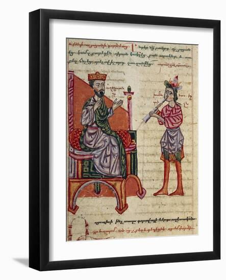 Alexander the Great on the Throne, Miniature from the History of Alexander the Great-null-Framed Giclee Print