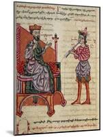 Alexander the Great on the Throne, Miniature from the History of Alexander the Great-null-Mounted Giclee Print