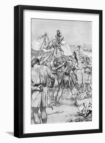 Alexander the Great Quelling the Mutiny at Opis, 324 BC-A. Castaigne-Framed Art Print