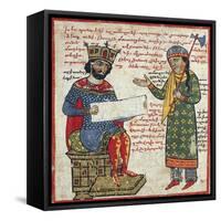 Alexander the Great Receives Darius's Message, Miniature from the History of Alexander the Great-null-Framed Stretched Canvas