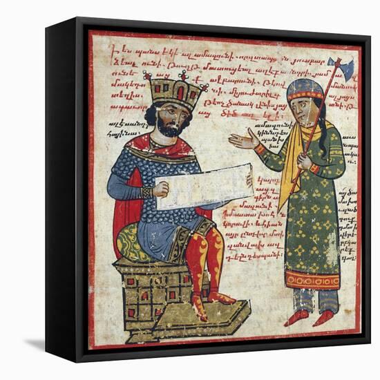 Alexander the Great Receives Darius's Message, Miniature from the History of Alexander the Great-null-Framed Stretched Canvas