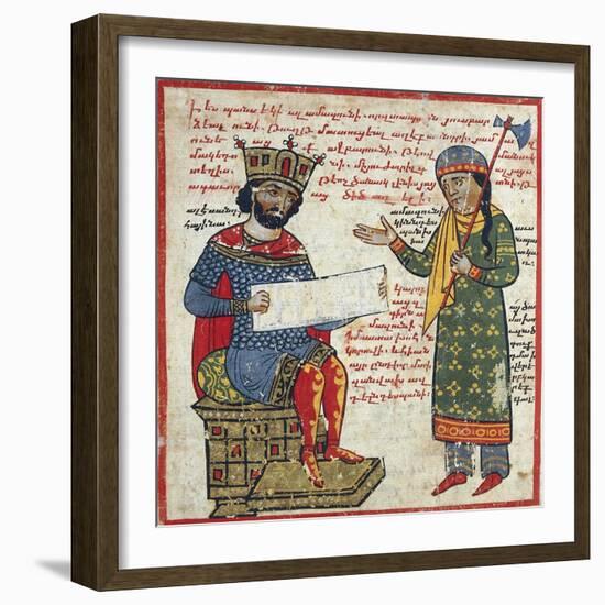 Alexander the Great Receives Darius's Message, Miniature from the History of Alexander the Great-null-Framed Giclee Print