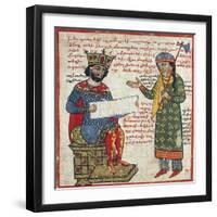 Alexander the Great Receives Darius's Message, Miniature from the History of Alexander the Great-null-Framed Giclee Print