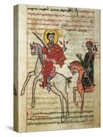 Alexander the Great Riding Bucephalus, Miniature from the History of Alexander the Great-null-Stretched Canvas