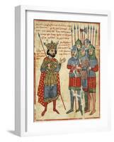 Alexander the Great Speaking to His Troops, Miniature from the History of Alexander the Great-null-Framed Giclee Print