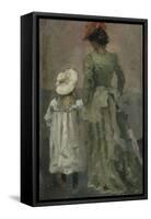 Alexandra Thaulow with Ingrid, 1895 oil on board-Fritz Thaulow-Framed Stretched Canvas
