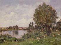 Rural River Scene, 1875 (Oil on Panel)-Alexandre Defaux-Giclee Print