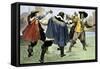 Alexandre Dumas's Three Musketeers in a Sword-Fight-null-Framed Stretched Canvas