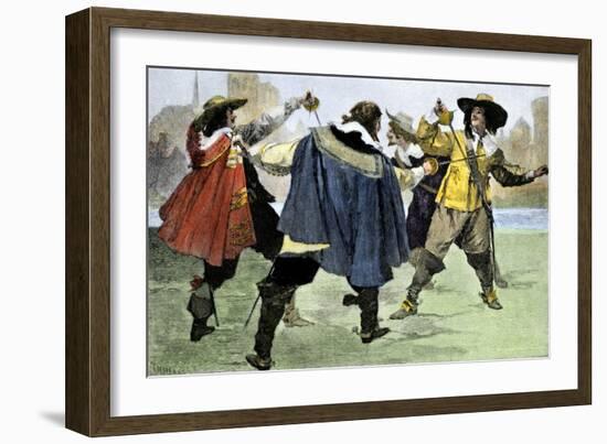 Alexandre Dumas's Three Musketeers in a Sword-Fight-null-Framed Giclee Print