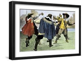 Alexandre Dumas's Three Musketeers in a Sword-Fight-null-Framed Giclee Print