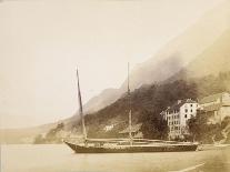 Le village de Saint-Gingolphe au bord du lac où sont ancrées barques et voiliers-Alexandre-Gustave Eiffel-Giclee Print