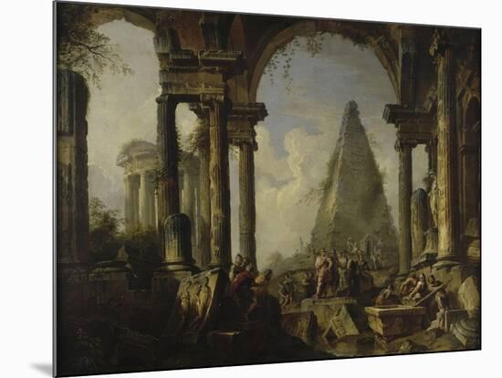 Alexandre le Grand devant le tombeau d'Achille-Giovanni Paolo Pannini-Mounted Giclee Print
