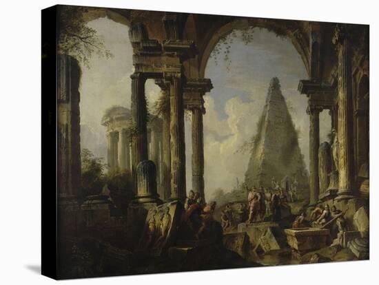 Alexandre le Grand devant le tombeau d'Achille-Giovanni Paolo Pannini-Stretched Canvas