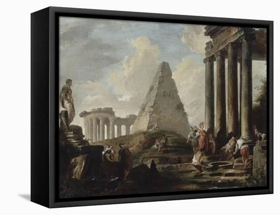 Alexandre le Grand devant le tombeau d'Achille-Hubert Robert-Framed Stretched Canvas