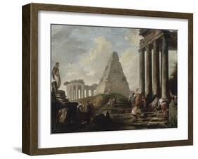 Alexandre le Grand devant le tombeau d'Achille-Hubert Robert-Framed Giclee Print