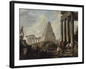 Alexandre le Grand devant le tombeau d'Achille-Hubert Robert-Framed Giclee Print