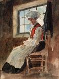 Scandinavian Peasant Woman in an Interior, C.1906 (W/C with Graphite on Card)-Alexandre Lunois-Stretched Canvas