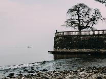 Unidentified woman looking at Lake Maggiore on a cold winter's day, Piedmont, Italian Lakes, Italy,-Alexandre Rotenberg-Photographic Print