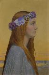 La Pensee - Thought.The woman wears a wreath of pansies, in French "Pensees"-Alexandre Seon-Giclee Print