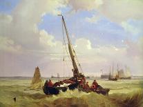 Fishing vessels off Calais, 19th century-Alexandre T. Francia-Mounted Giclee Print