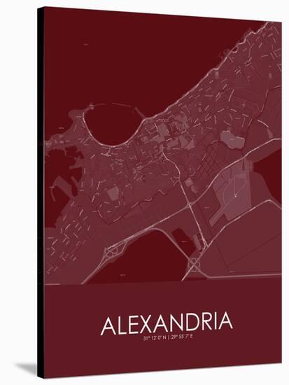 Alexandria, Egypt Red Map-null-Stretched Canvas