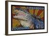 Alexandria, Louisiana - Alligator Mosaic-Lantern Press-Framed Art Print