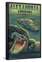 Alexandria, Louisiana - Alligators-Lantern Press-Framed Art Print