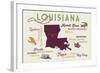 Alexandria, Louisiana and Icons-Lantern Press-Framed Art Print