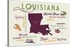 Alexandria, Louisiana and Icons-Lantern Press-Stretched Canvas