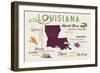 Alexandria, Louisiana and Icons-Lantern Press-Framed Art Print