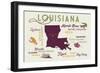 Alexandria, Louisiana and Icons-Lantern Press-Framed Art Print