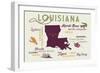 Alexandria, Louisiana and Icons-Lantern Press-Framed Art Print