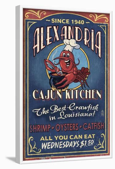 Alexandria, Louisiana - Cajun Kitchen Crawfish - Vintage Sign-Lantern Press-Framed Art Print