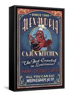 Alexandria, Louisiana - Cajun Kitchen Crawfish - Vintage Sign-Lantern Press-Framed Stretched Canvas