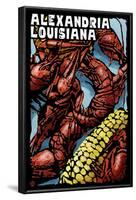 Alexandria, Louisiana - Crawfish - Scratchboard-Lantern Press-Framed Art Print