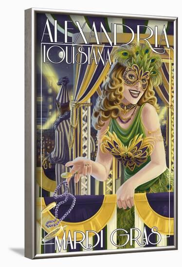 Alexandria, Louisiana - Mardi Gras-Lantern Press-Framed Art Print