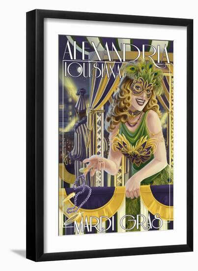 Alexandria, Louisiana - Mardi Gras-Lantern Press-Framed Art Print