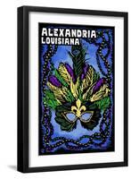 Alexandria, Louisiana - Marti Gras - Scratchboard-Lantern Press-Framed Art Print