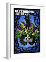 Alexandria, Louisiana - Marti Gras - Scratchboard-Lantern Press-Framed Art Print