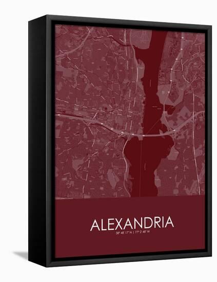 Alexandria, United States of America Red Map-null-Framed Stretched Canvas