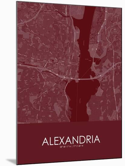 Alexandria, United States of America Red Map-null-Mounted Poster